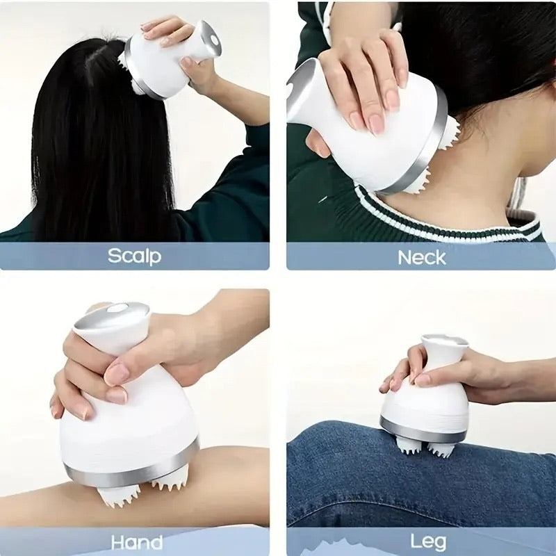 Scalp Massager — Electric Meridian Massage with 4 Moveable Clusters