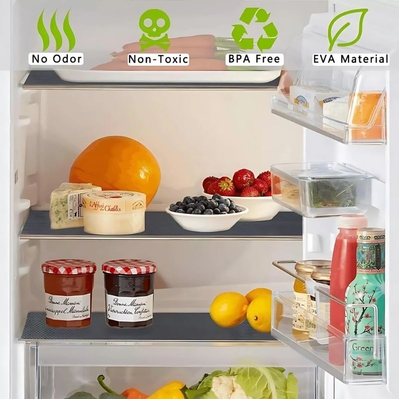 Anti-Slip Fridge & Shelf Mat | Waterproof & Washable Sheet for Kitchen, Drawer, Cabinet Use | Dark Grey Color