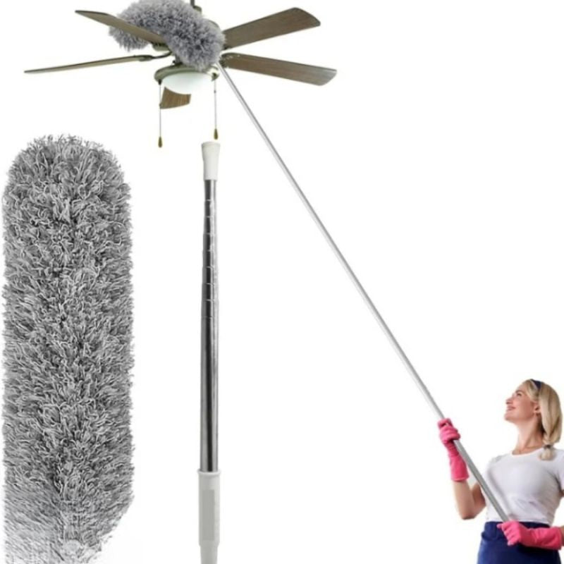 Extendable Microfiber Duster with Long Telescopic Handle | Long Reach, Bendable Head, Washable Fan & Ceiling Cleaner
