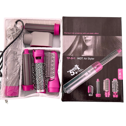 5-in-1 Electric Hair Dryer Brush Kit I Blow Dryer, Straightener, Curler & Volumizer (Random Color)