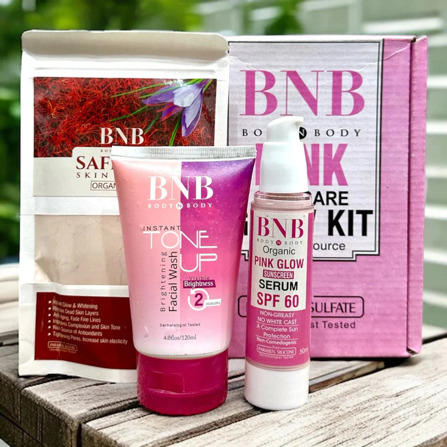 BNB Pink Face Glow Kit | Tone Up Wash | Mask | SPF | 3-in-1