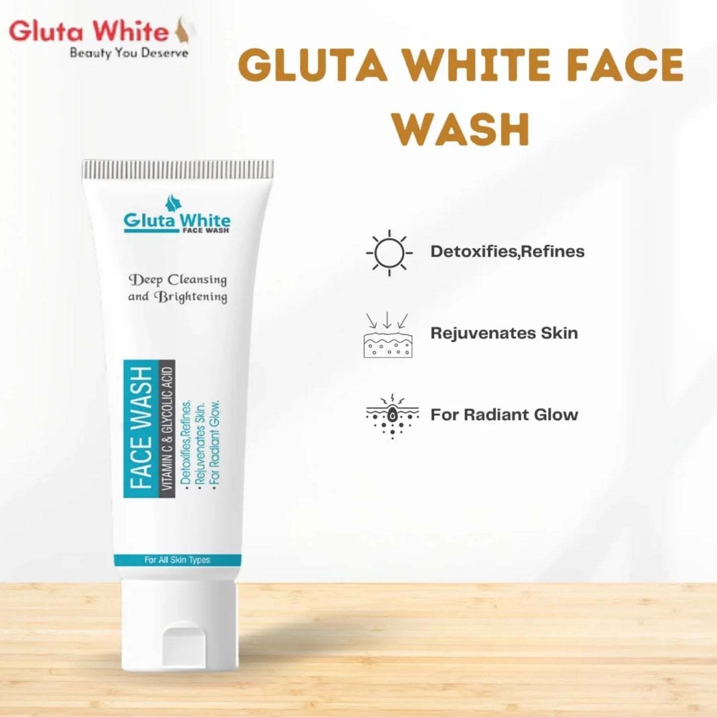 Gluta White Face Wash | Deep Cleansing | Brightening & Oil Control