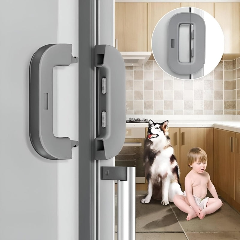 Child Safety Refrigerator Lock | Double Button | Baby Proof | White & Grey