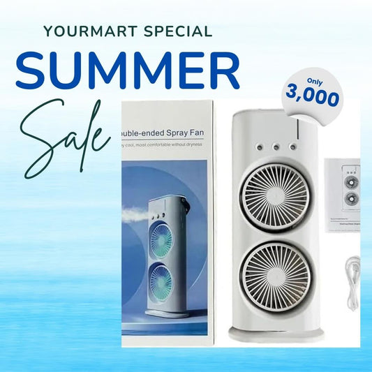 Mini Double Head Mist Fan with LED Light & Humidifier | Portable Air Cooler for Home, Office & Travel