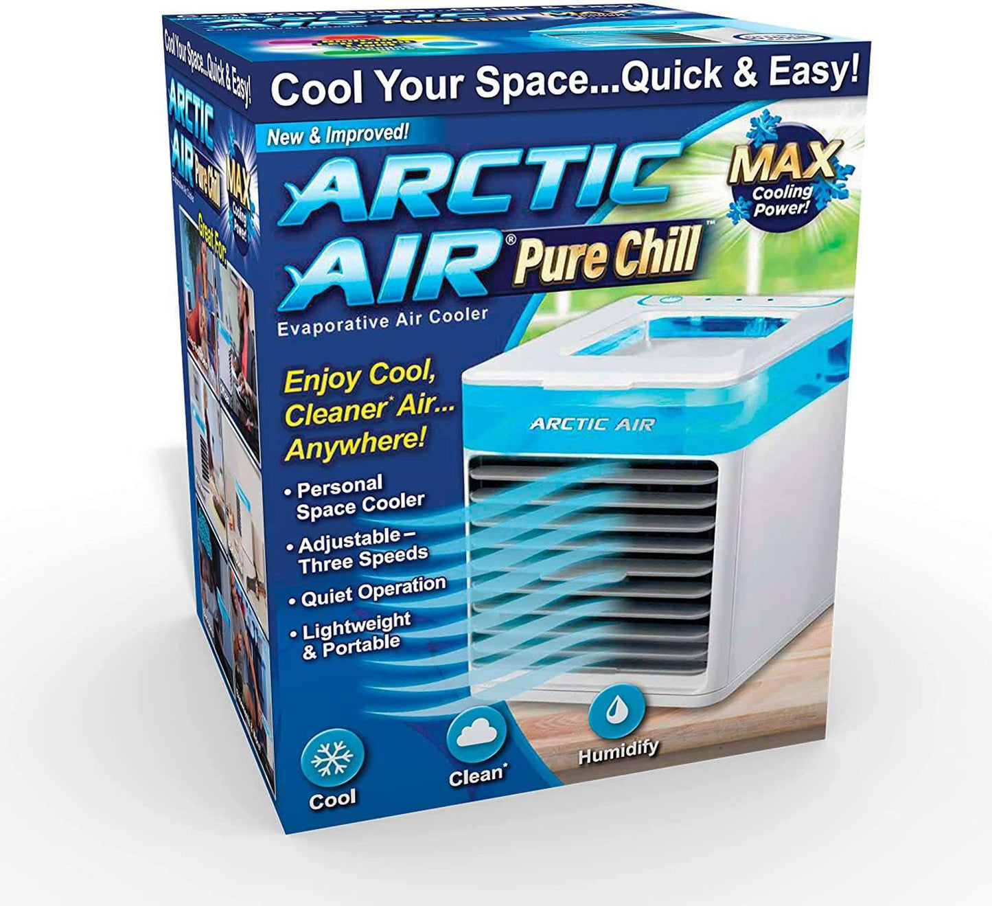 Arctic Air Ultra | 3-in-1 Mini USB Portable Air Cooler, Personal Evaporative AC with LED Night Light – Compact Air Conditioner for Home, Office & Travel