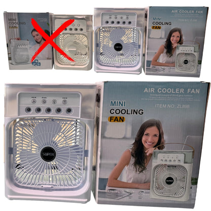 10 Inches | Large Size Portable Air Conditioner Fan | Usb Electric Fan With Led Night Light, Fine Mist Water, And Humidifier Function | Led Night Light Water Mist | Random Color