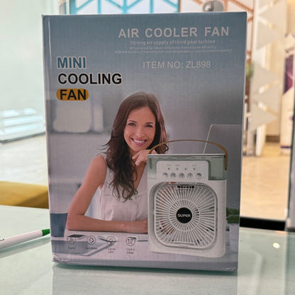 10 Inches | Large Size Portable Air Conditioner Fan | Usb Electric Fan With Led Night Light, Fine Mist Water, And Humidifier Function | Led Night Light Water Mist | Random Color