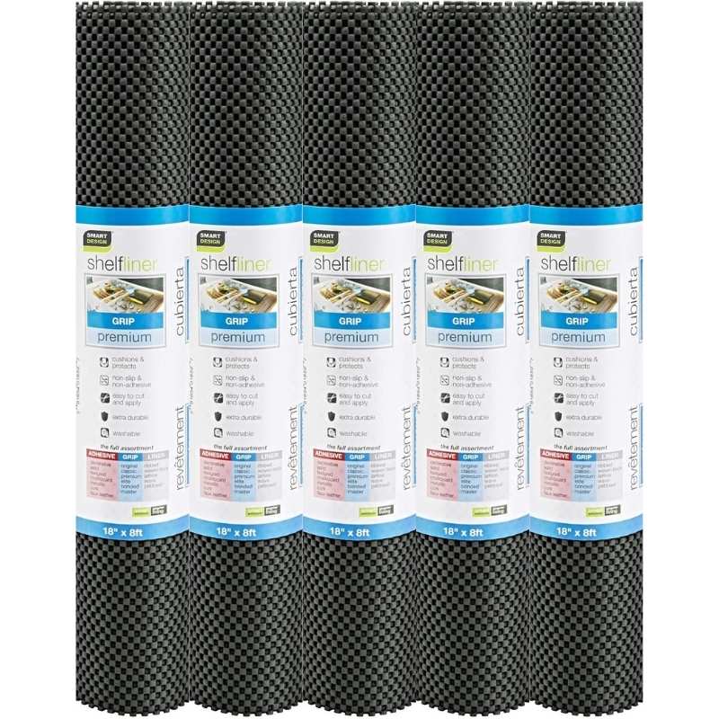 Anti-Slip Fridge & Shelf Mat | Waterproof & Washable Sheet for Kitchen, Drawer, Cabinet Use | Black Color