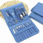 16 Pcs Stainless Steel Color-Coated Manicure and Pedicure Set with Leather Case for Travel and Home Use | Random Color