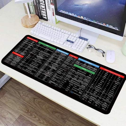Large Excel Shortcut Keyboard & Mouse Pad & Table Mat (30×80cm) | Extended Non-Slip Desk Mat with Office Software Commands – Ideal for Work, Study & Gaming
